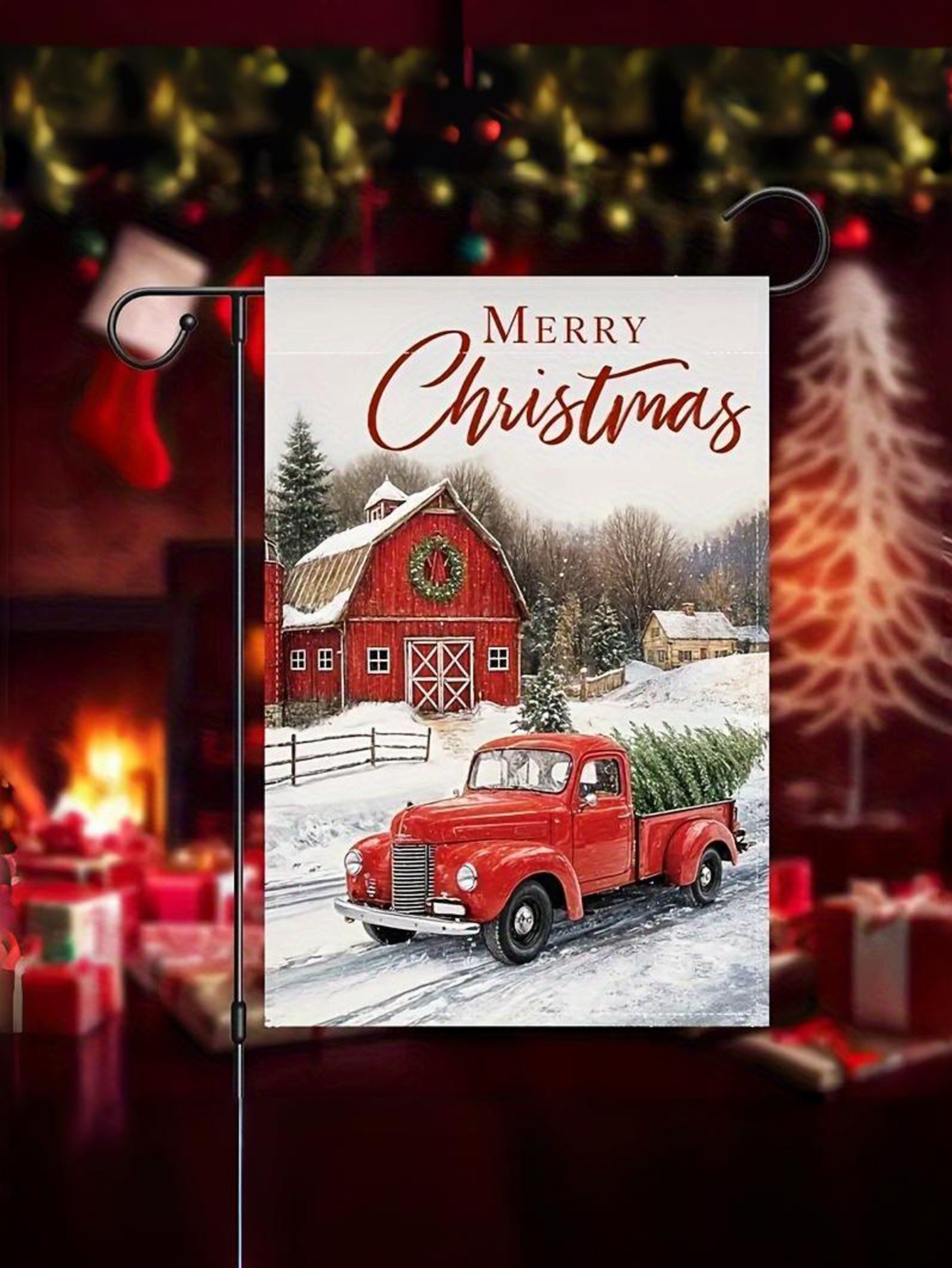 Snow Scene Christmas Garden Flag